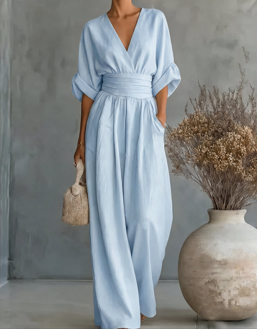 Coralie - Elegant V-Neck Wide-Leg Jumpsuit