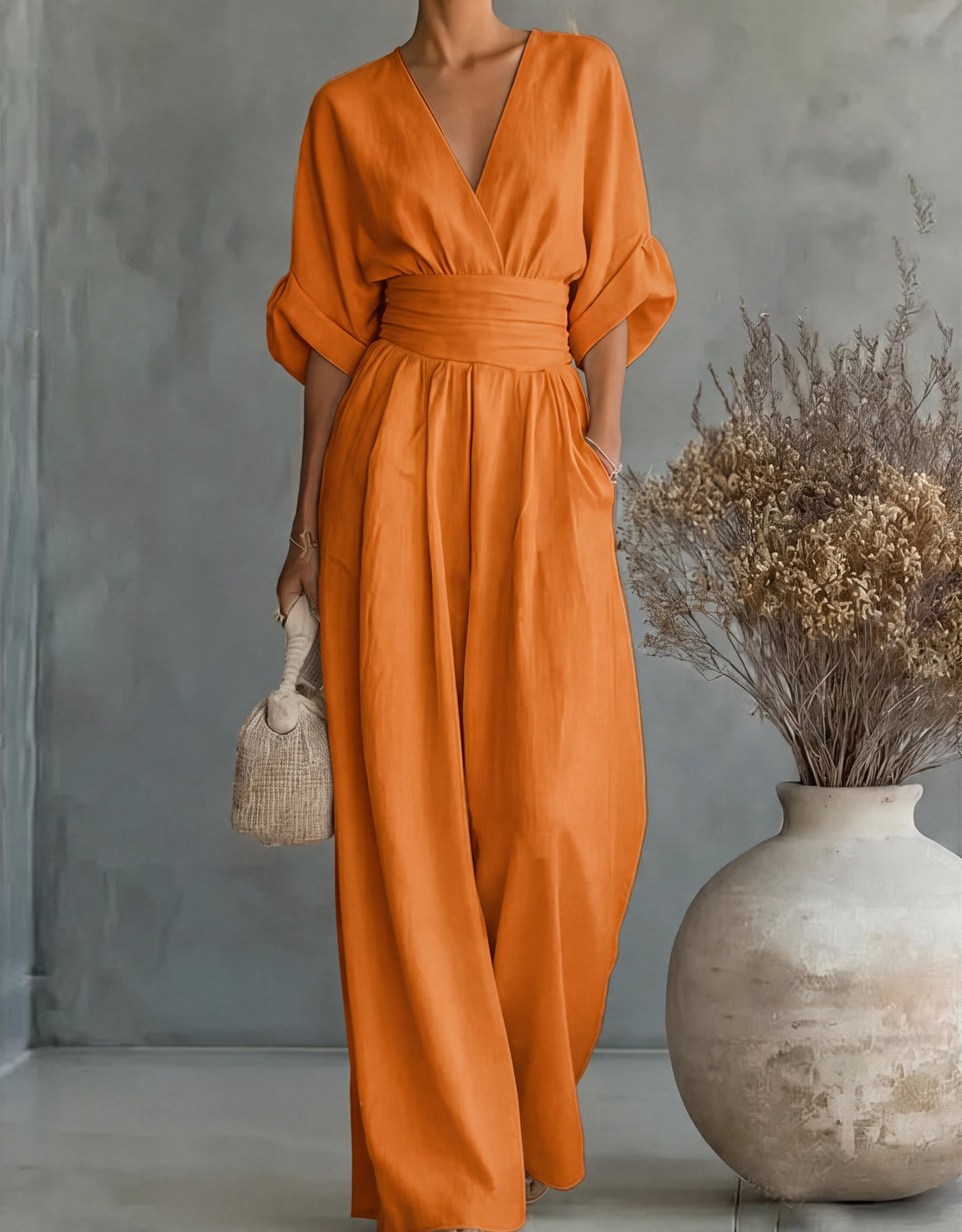 Coralie - Elegant V-Neck Wide-Leg Jumpsuit