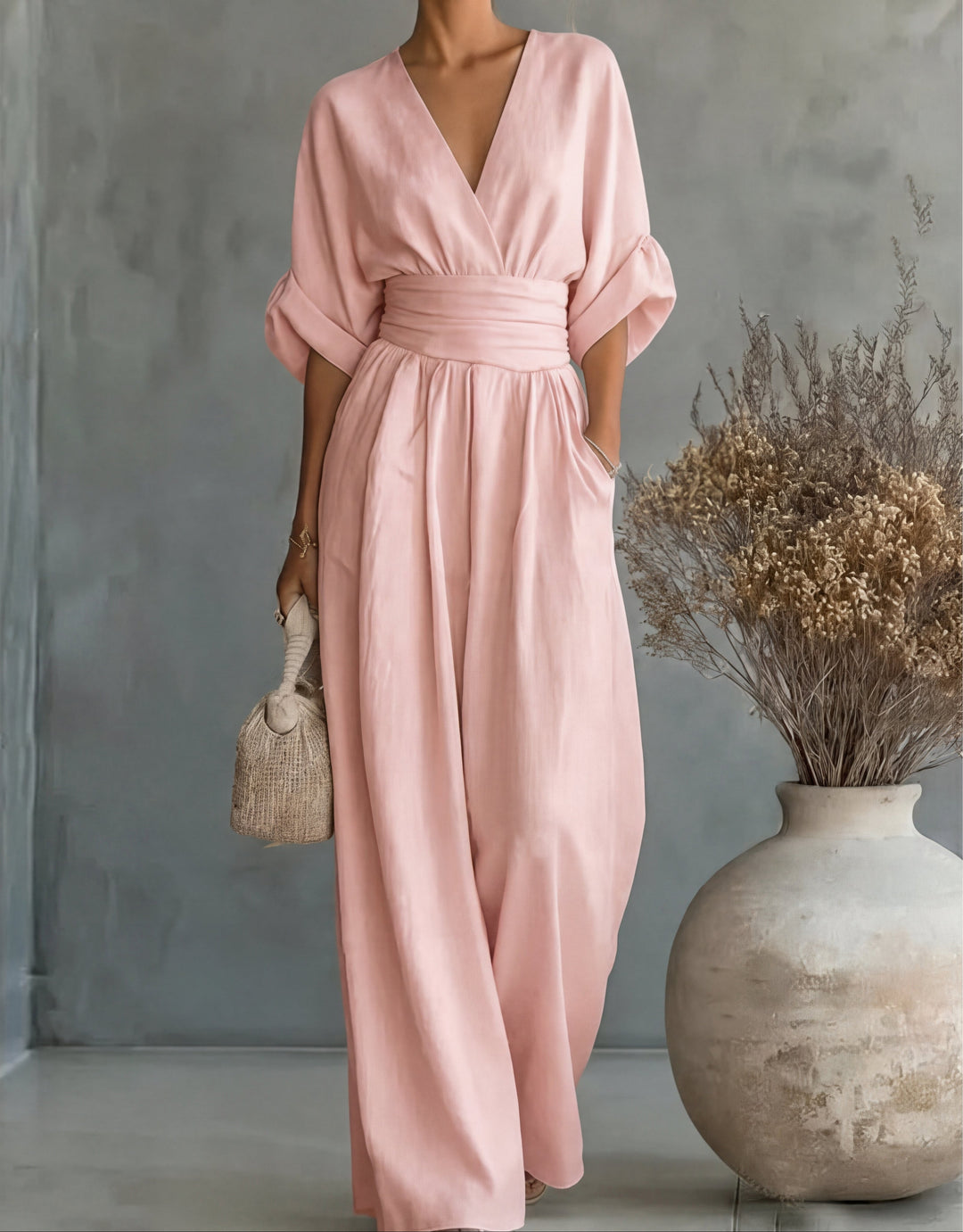 Coralie - Elegant V-Neck Wide-Leg Jumpsuit