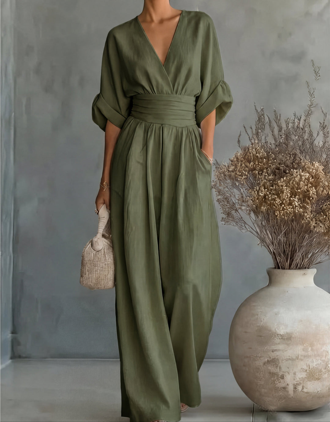 Coralie - Elegant V-Neck Wide-Leg Jumpsuit