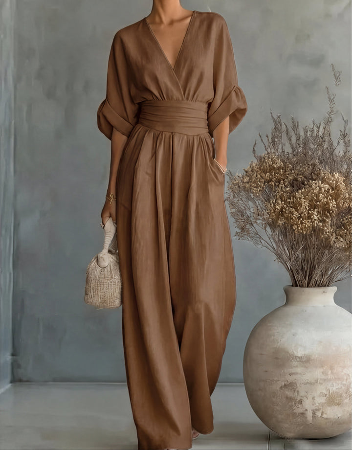 Coralie - Elegant V-Neck Wide-Leg Jumpsuit