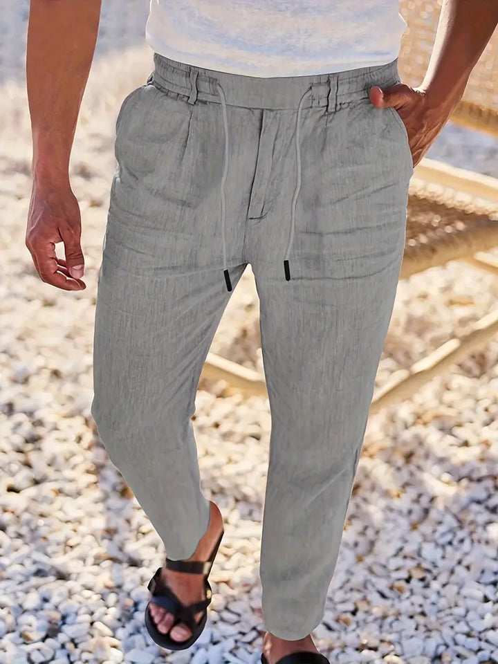 Rovello | WIDE LINEN PANTS WITH DRAWSTRING