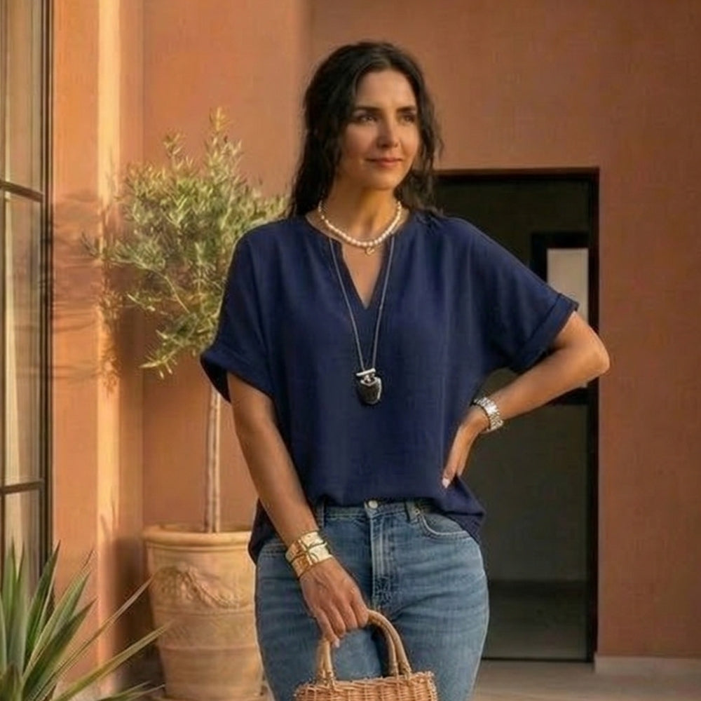 Alena | Lightweight Top with V-Neck