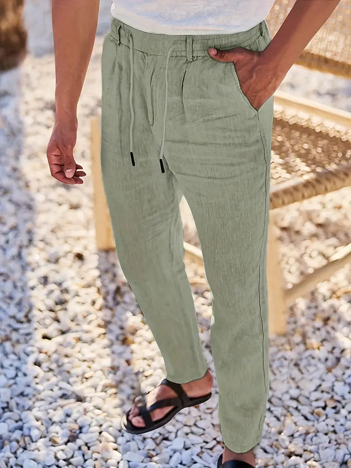 Rovello | WIDE LINEN PANTS WITH DRAWSTRING