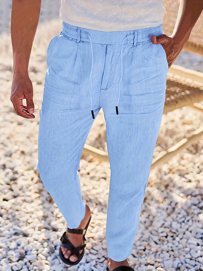 Rovello | WIDE LINEN PANTS WITH DRAWSTRING