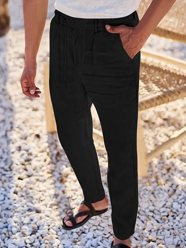 Rovello | WIDE LINEN PANTS WITH DRAWSTRING
