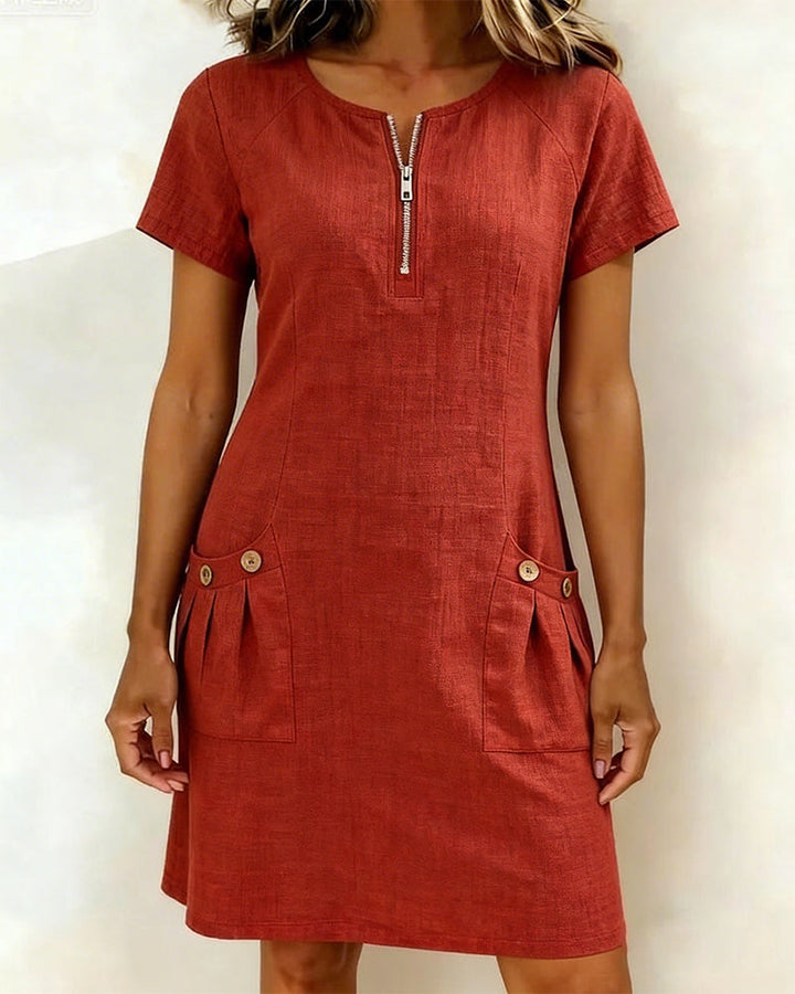 Margaux - Cotton-Linen A-Line Dress