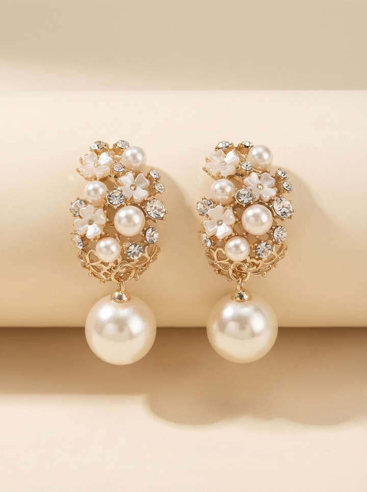 Elegant Flower Earrings with Pearl