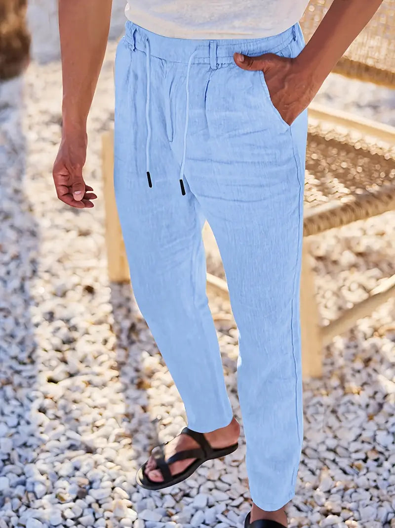 Rovello | WIDE LINEN PANTS WITH DRAWSTRING