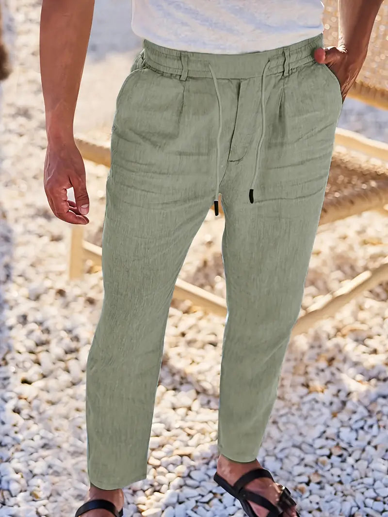 Rovello | WIDE LINEN PANTS WITH DRAWSTRING