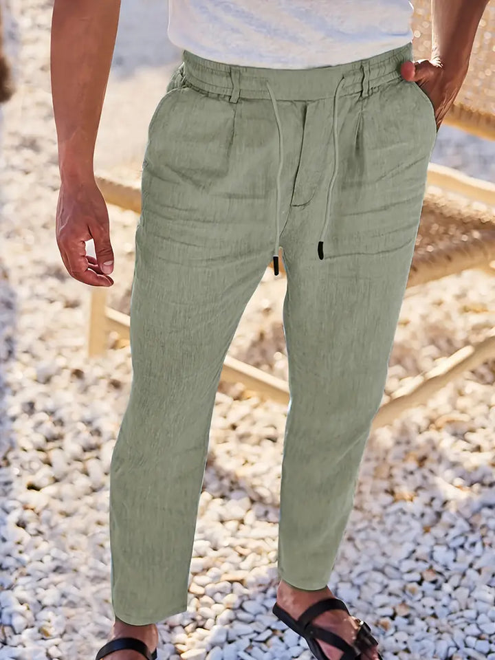 Rovello | WIDE LINEN PANTS WITH DRAWSTRING