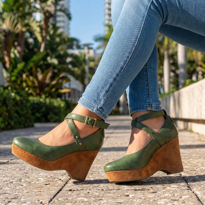 Kiara - Cross-Strap Wedges