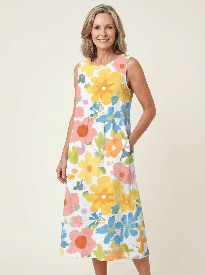 Ella™ Pastel Floral Midi Dress
