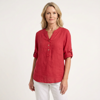 Veria™ Elegant Cotton-Linen V-Neck Top