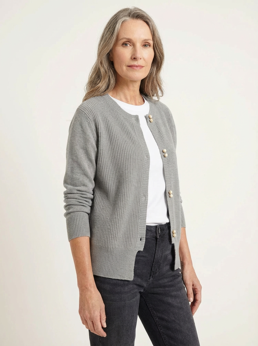 ONARA | PEARL-BUTTON CARDIGAN