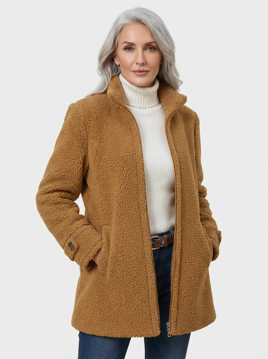 Lunelle | Full-Zip Lambswool-Feel Stand Collar Jacket