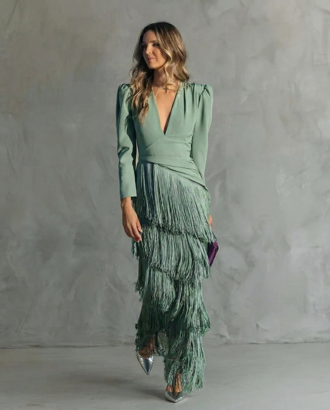 Verena - Elegant Dress with Fringe Sleeves