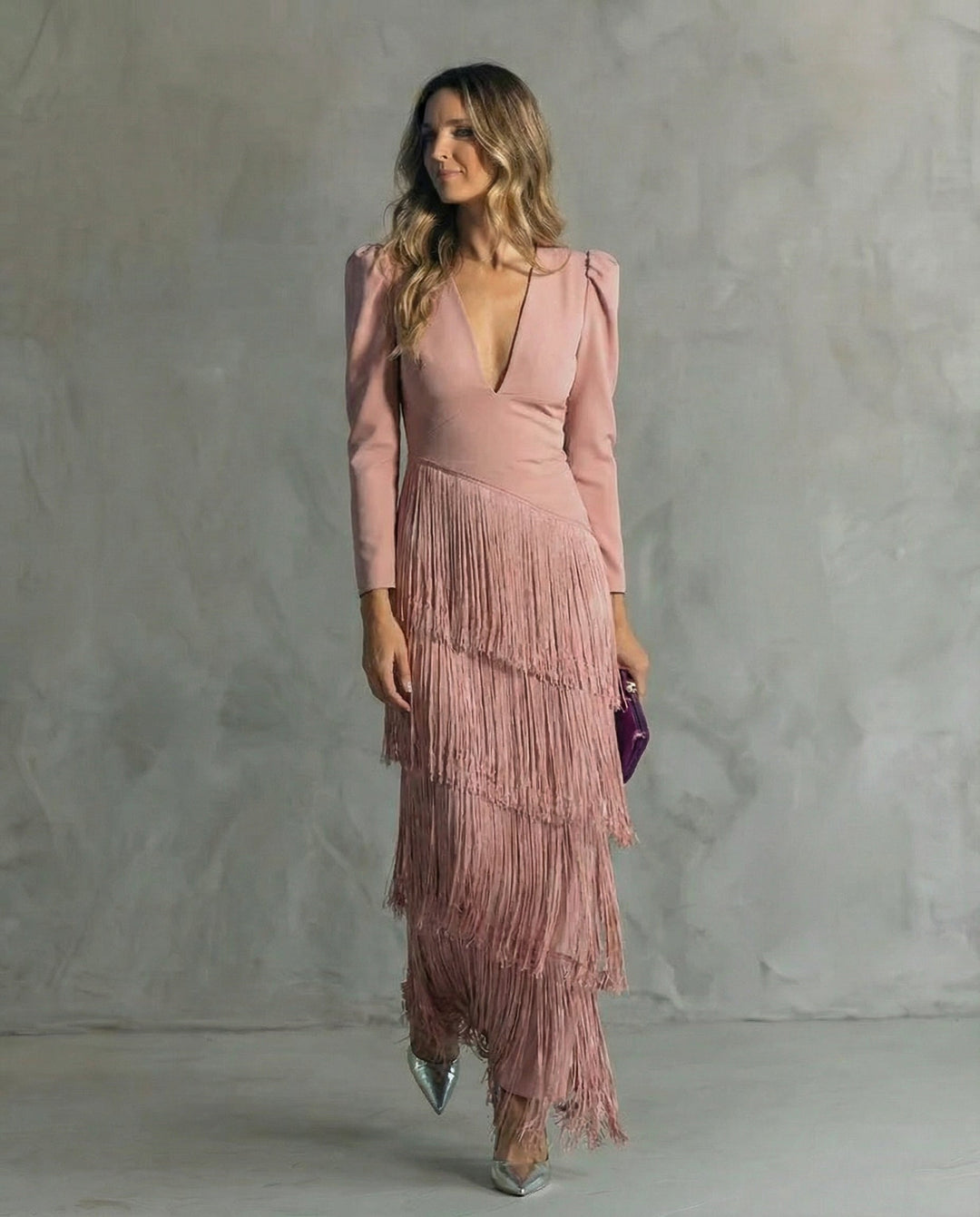 Verena - Elegant Dress with Fringe Sleeves