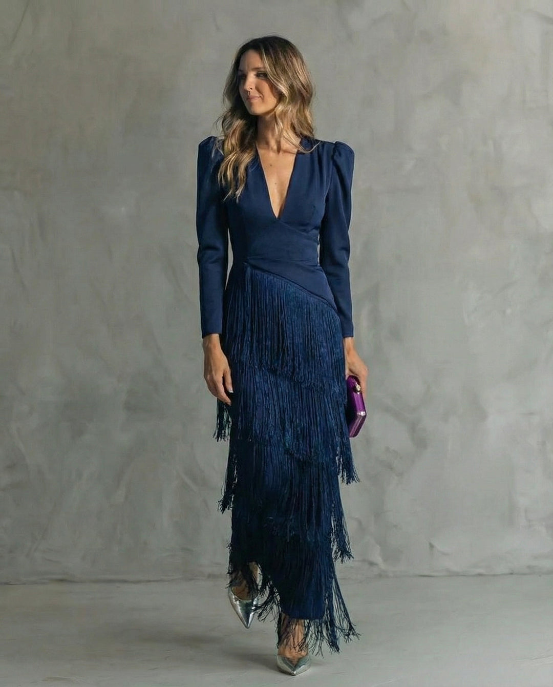 Verena - Elegant Dress with Fringe Sleeves