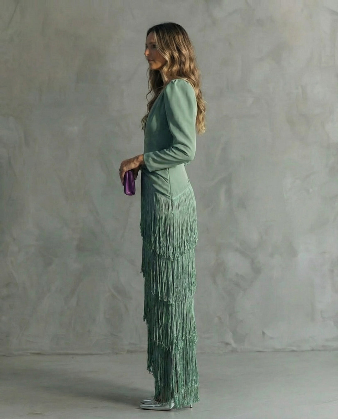 Verena - Elegant Dress with Fringe Sleeves