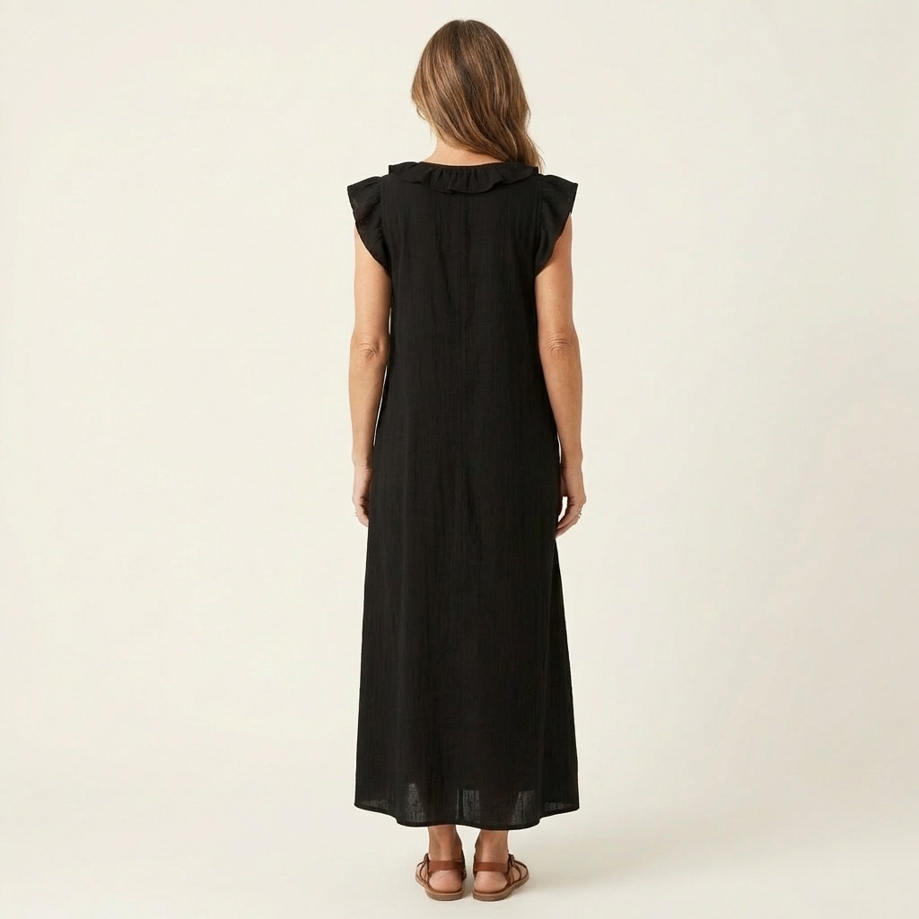 Vinica - V-Neck Ruffle Maxi Dress