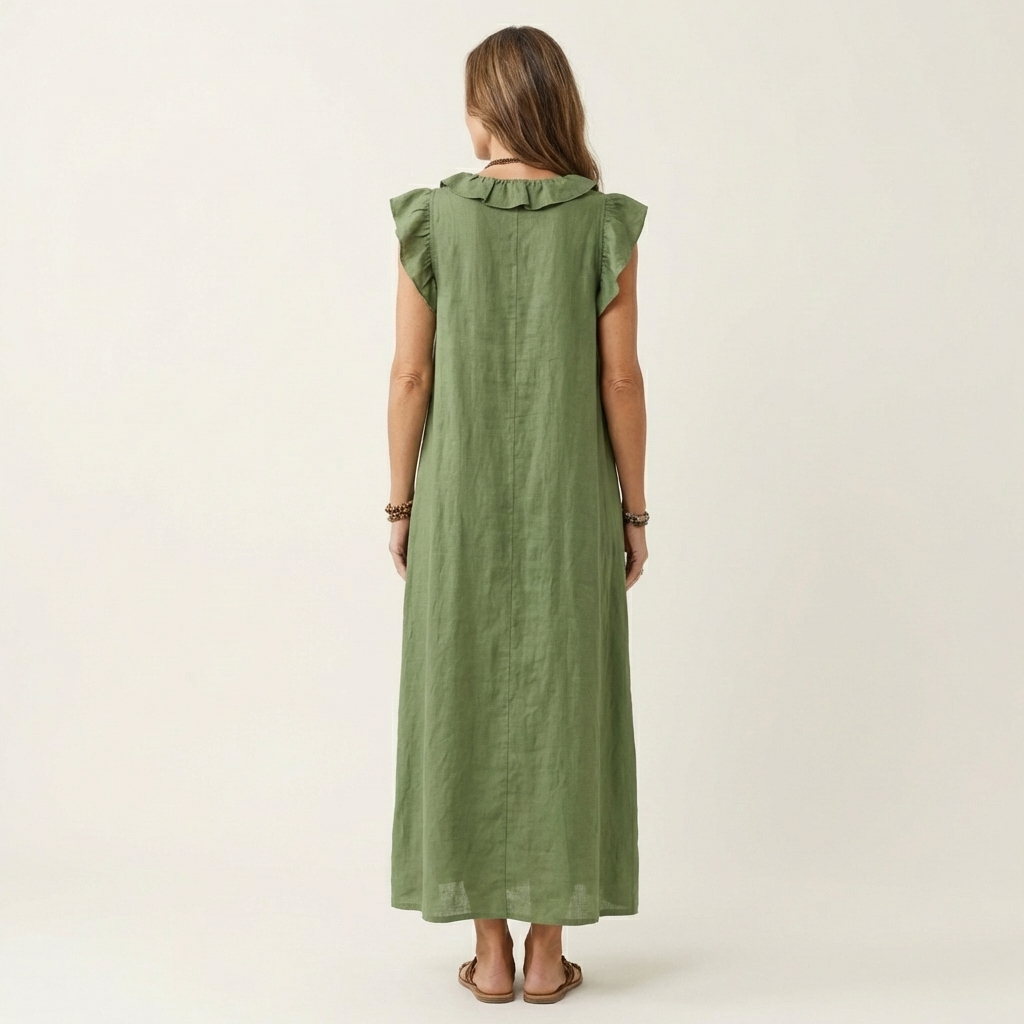 Vinica - V-Neck Ruffle Maxi Dress