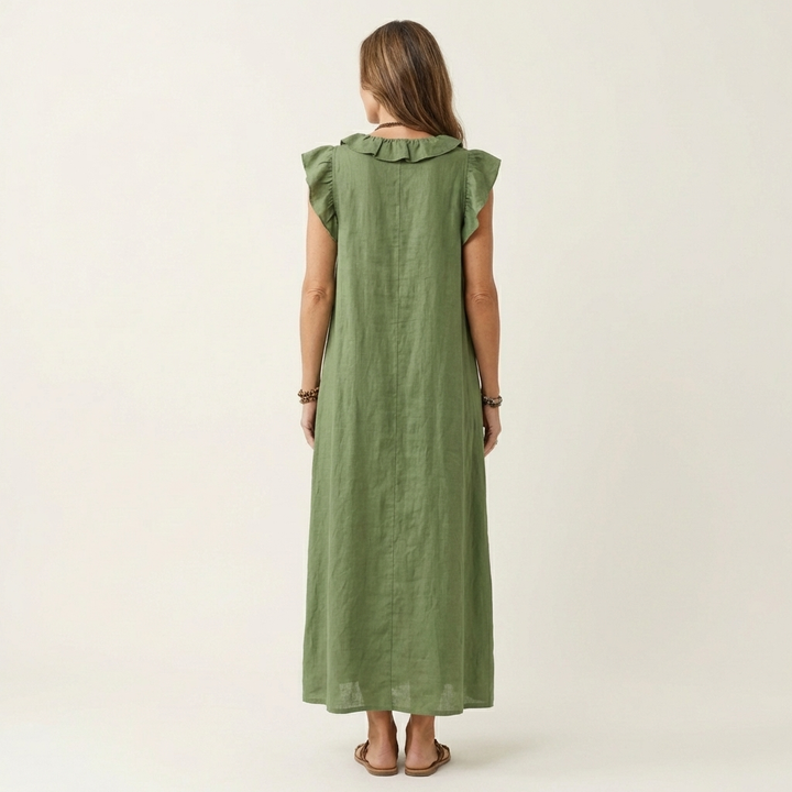 Vinica - V-Neck Ruffle Maxi Dress