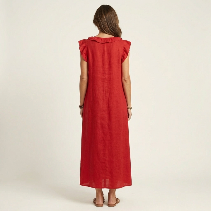 Vinica - V-Neck Ruffle Maxi Dress