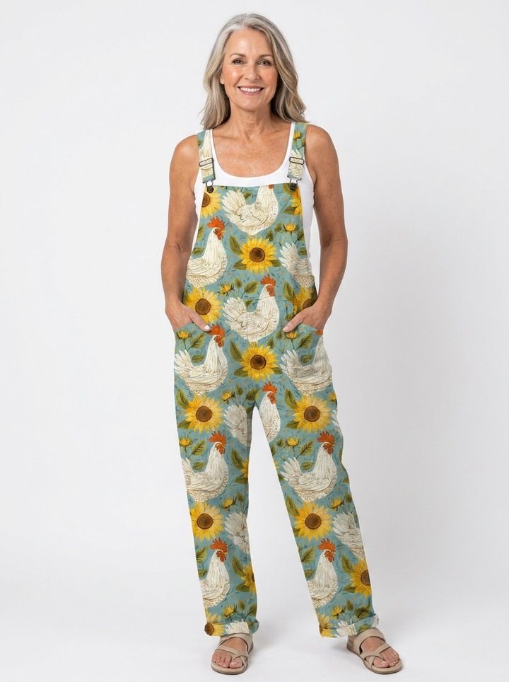 Comfortable Printed Overalls