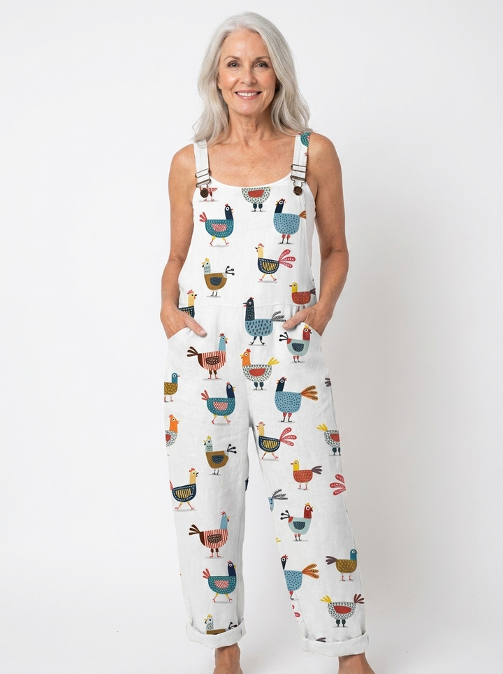 Comfortable Printed Overalls