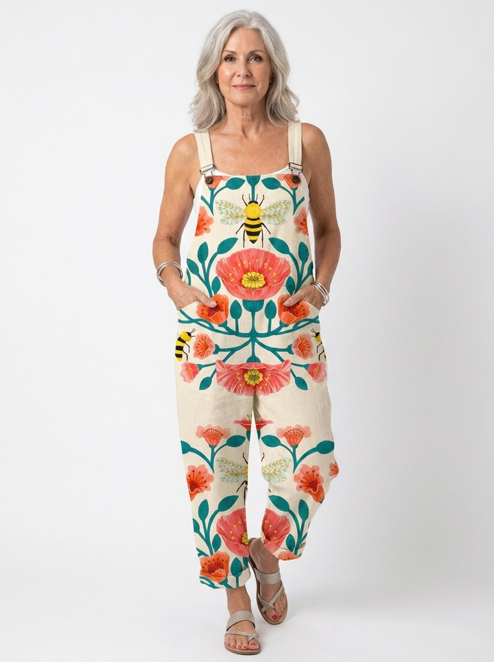 Comfortable Printed Overalls