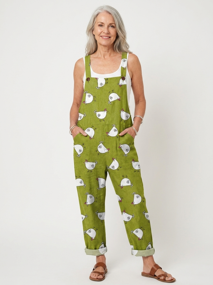 Comfortable Printed Overalls