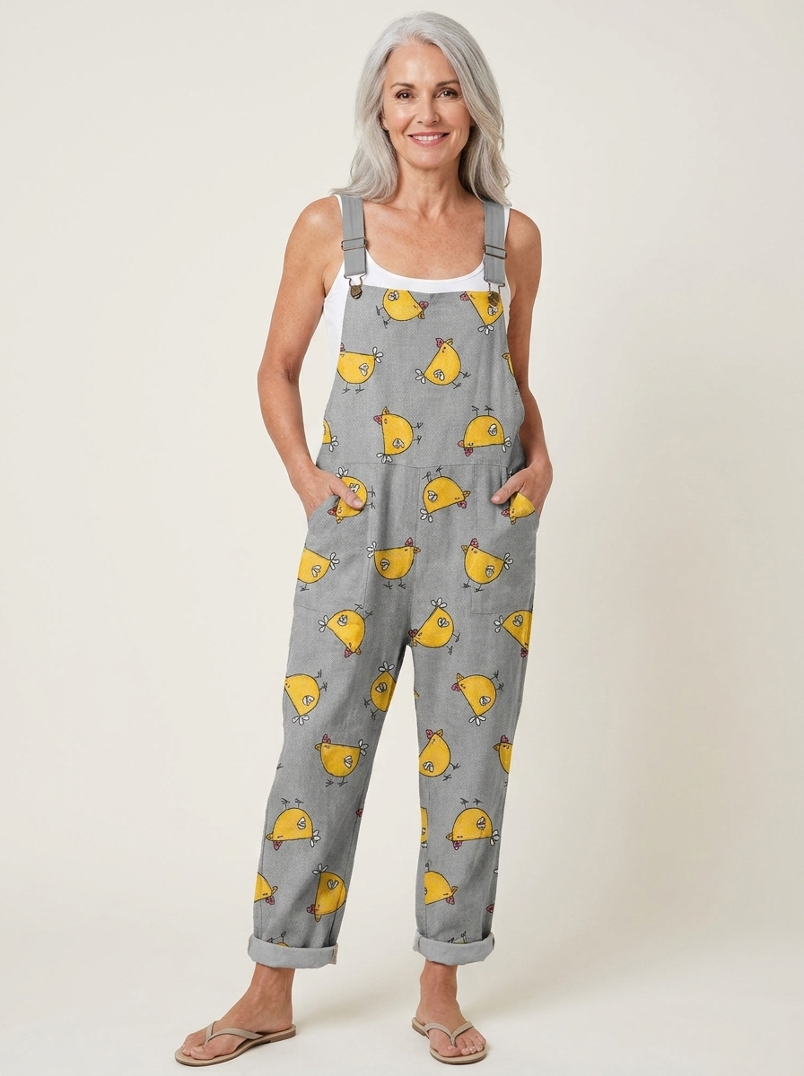 Comfortable Printed Overalls