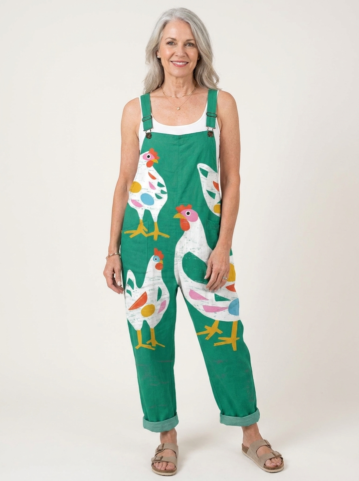 Comfortable Printed Overalls