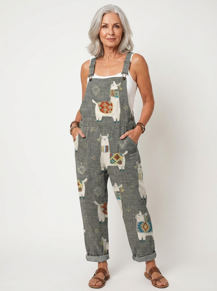 Comfortable Printed Overalls