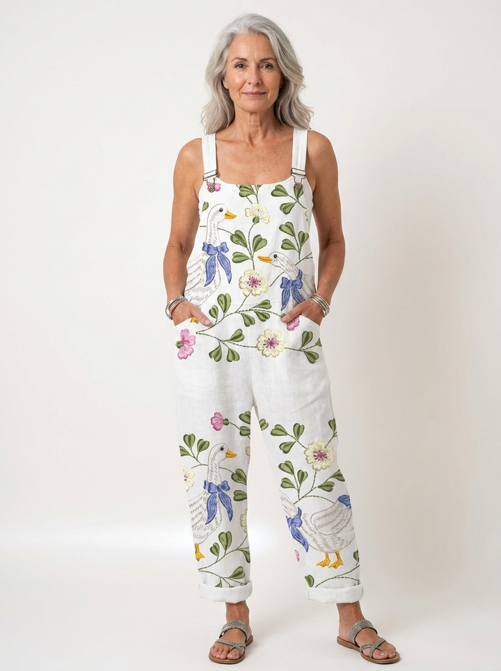 Comfortable Printed Overalls