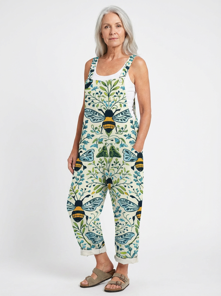 Comfortable Printed Overalls