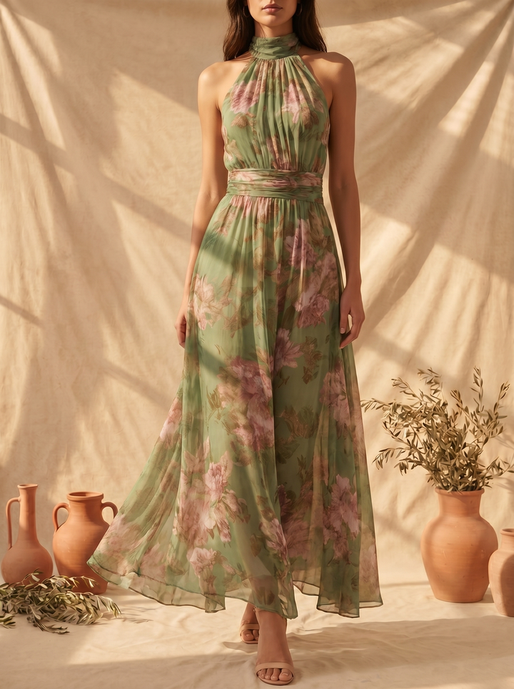 Bianca - Floral Halter Maxi Dress