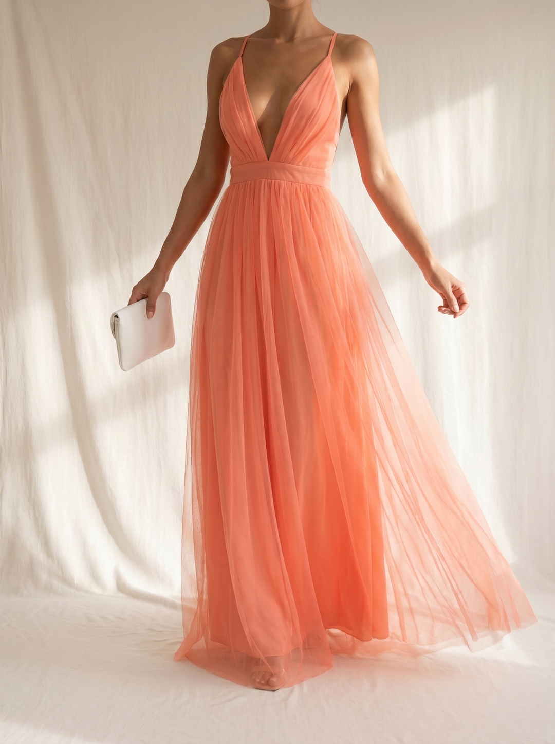 Ines - Coral Light Maxi Dress