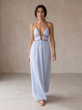 Calliope - Striped Maxi Dress with Cut-out Neckline