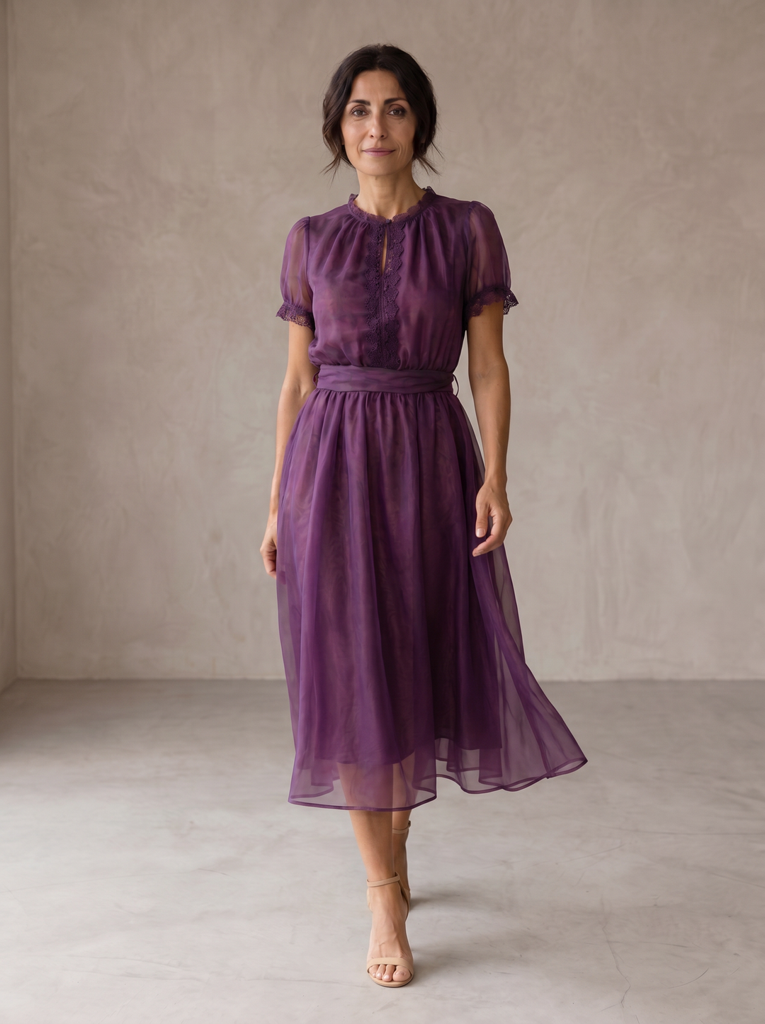 Ottilie - Chiffon Lace Maxi Dress