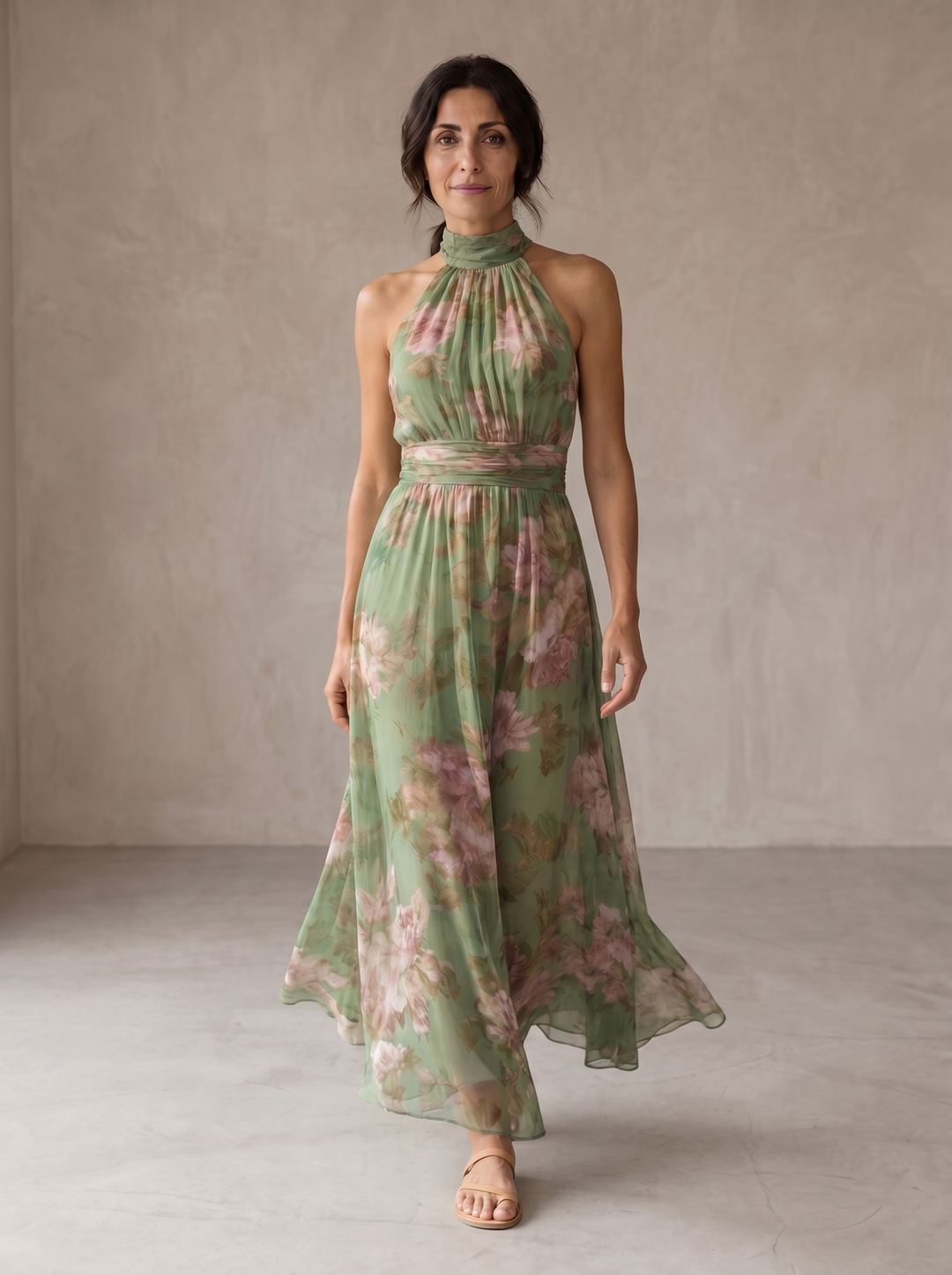 Bianca - Floral Halter Maxi Dress