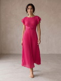 Cleo - Pleated Knotted-Waist Maxi Dress