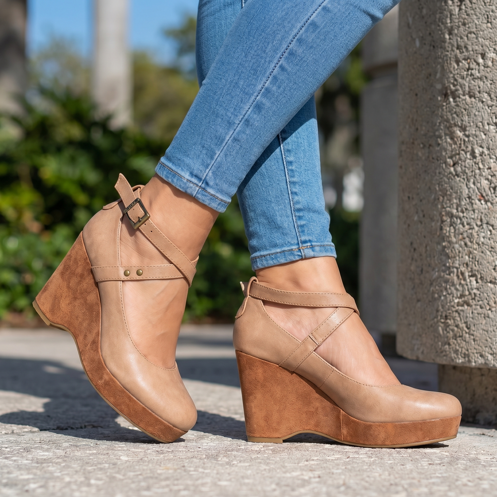Kiara - Cross-Strap Wedges