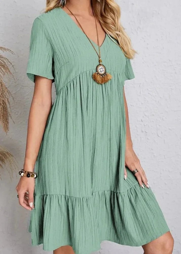 Danica - V-Neck Ribbed Layered Mini Dress