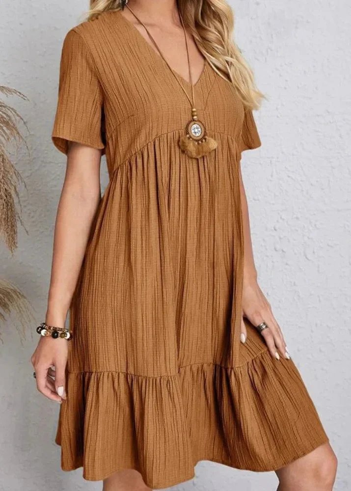 Danica - V-Neck Ribbed Layered Mini Dress