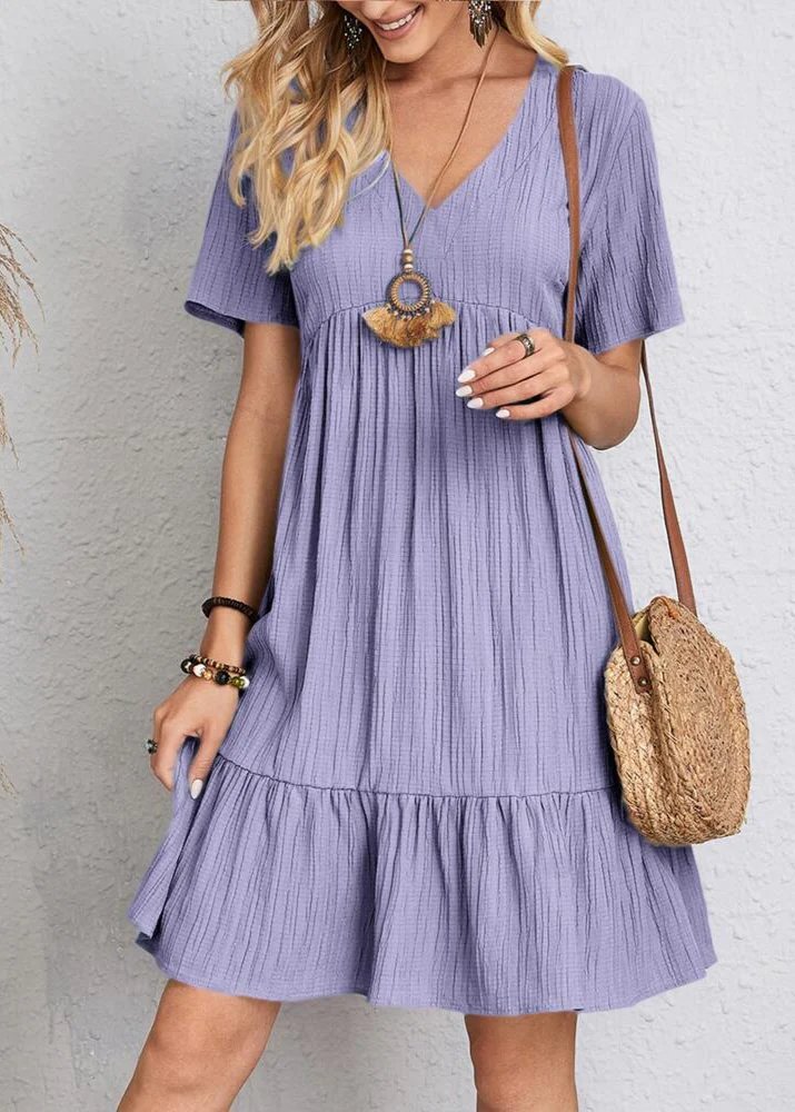 Danica - V-Neck Ribbed Layered Mini Dress