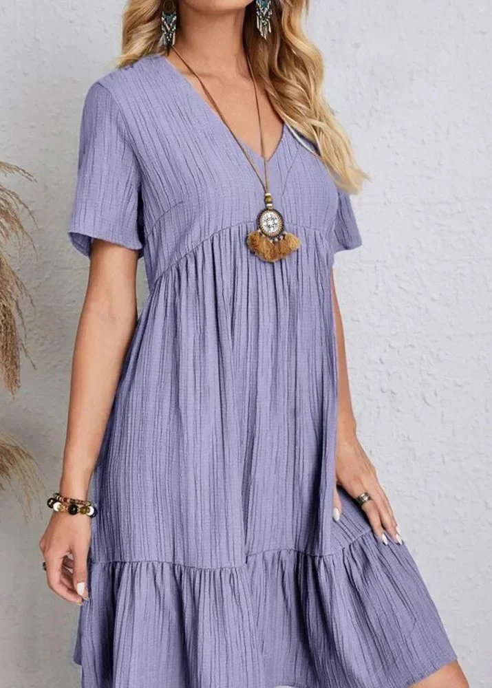 Danica - V-Neck Ribbed Layered Mini Dress