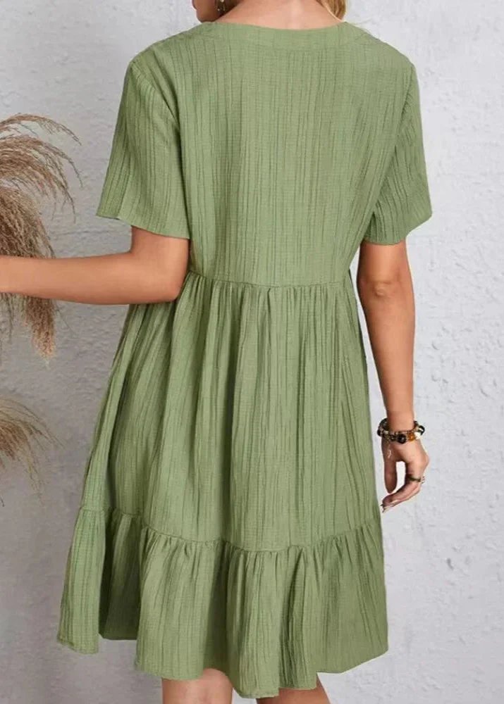 Danica - V-Neck Ribbed Layered Mini Dress