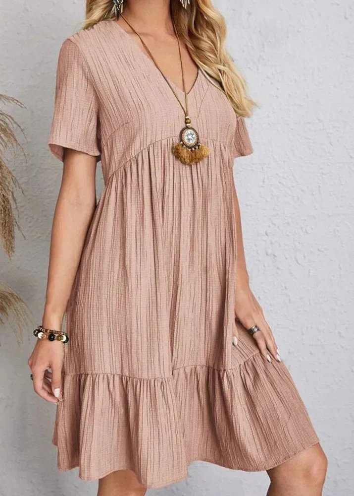 Danica - V-Neck Ribbed Layered Mini Dress